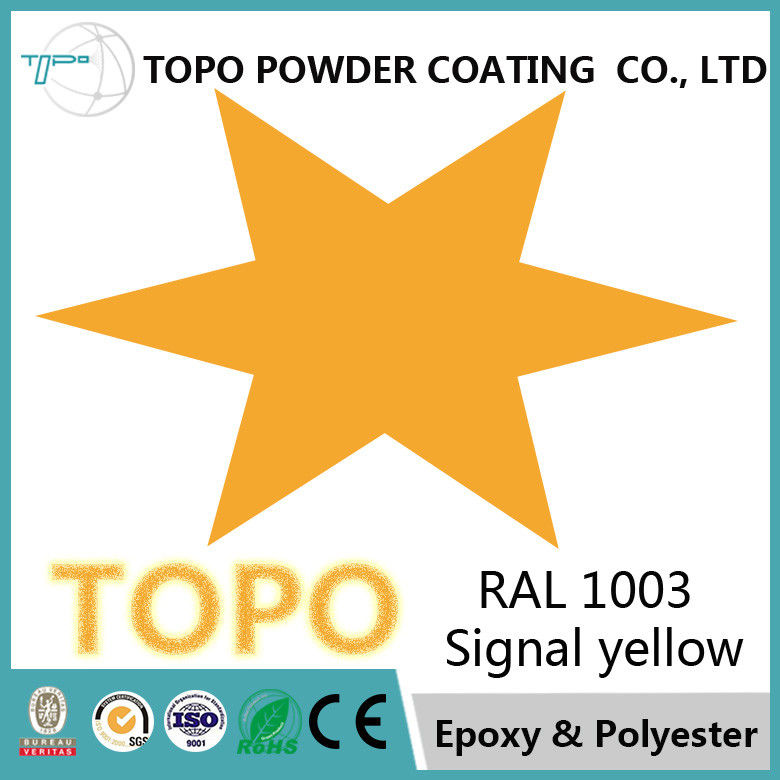 RAL 1003 औद्योगिक Epoxy पॉलिएस्टर पाउडर कोटिंग उच्च ग्लोस 3 मिमी लचीलापन