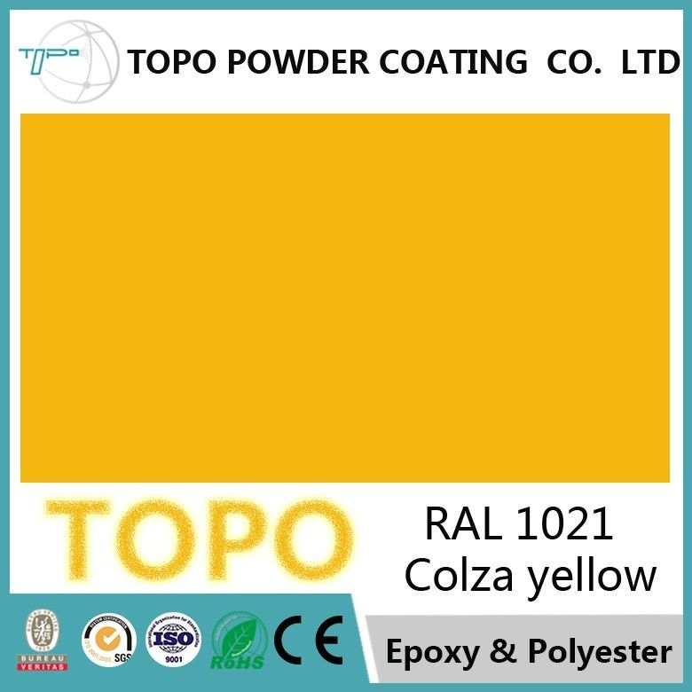 TGIC नि: शुल्क पॉलिएस्टर पाउडर कोटिंग पेंट RAL 1021 Colza पीला रंग